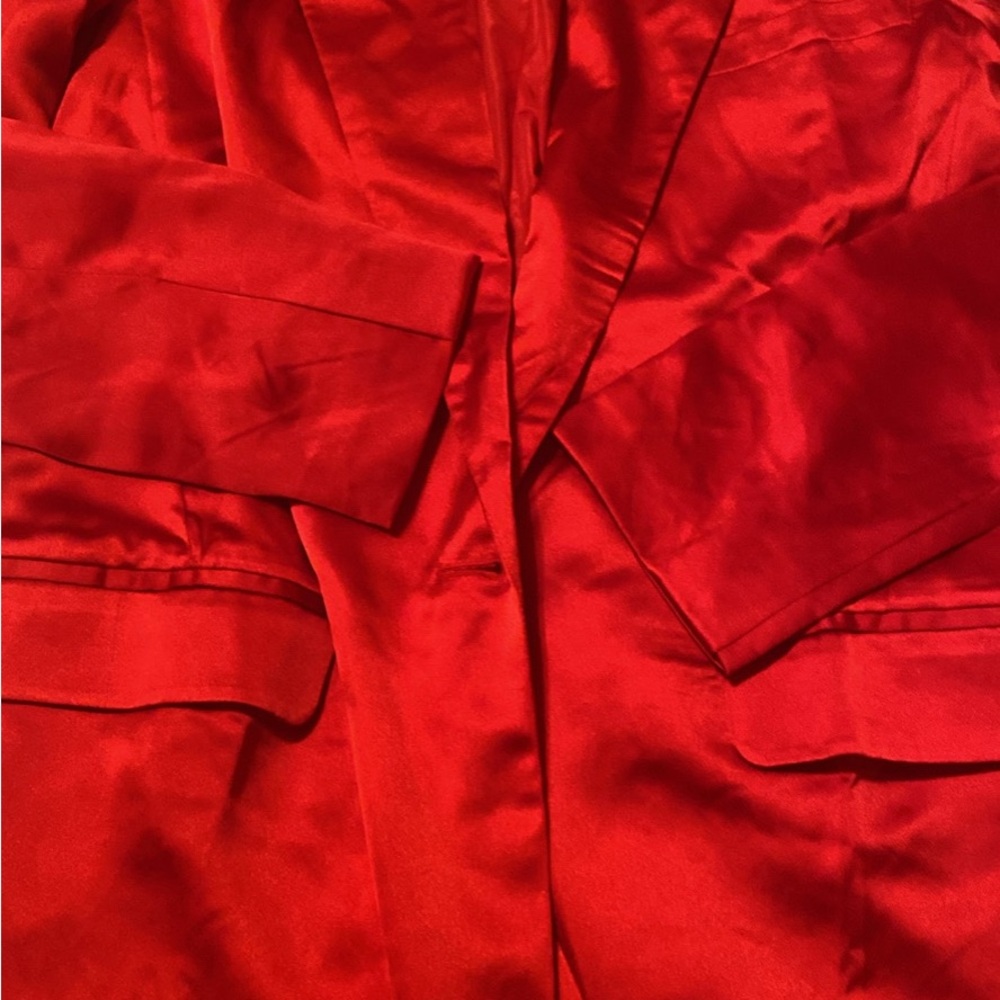 Vibrant Red Satin Blazer